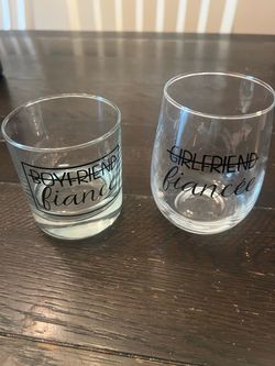 Fiancé & Fiancée Engagement Glass Set