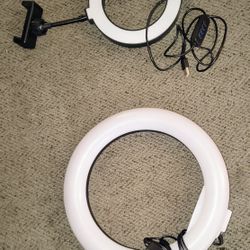 2 Led Ring Lights 1 Phone Holder Stand