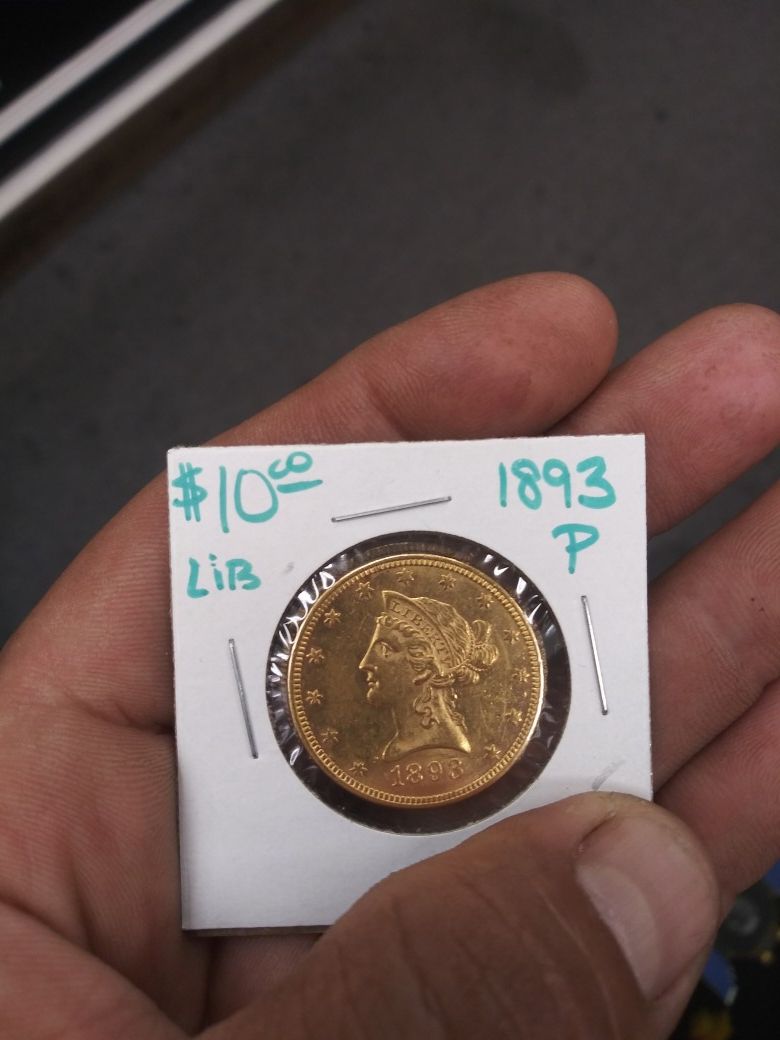 10 dls 1893 gold coin