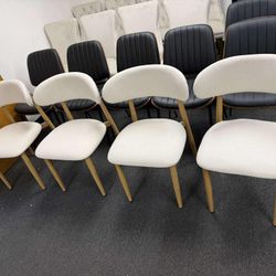 Dining Chairs Set of 4, Metal Kitchen Chairs with Modern Fabric Upholstered for Dining Room, Beige