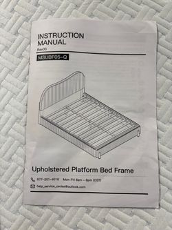 Upholstered Platform Bed Frame with Curved Headboard and Slat Support Queen