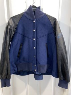 Nike X Sakai Varsity Destroyer Wool Leather Bomber Jacket