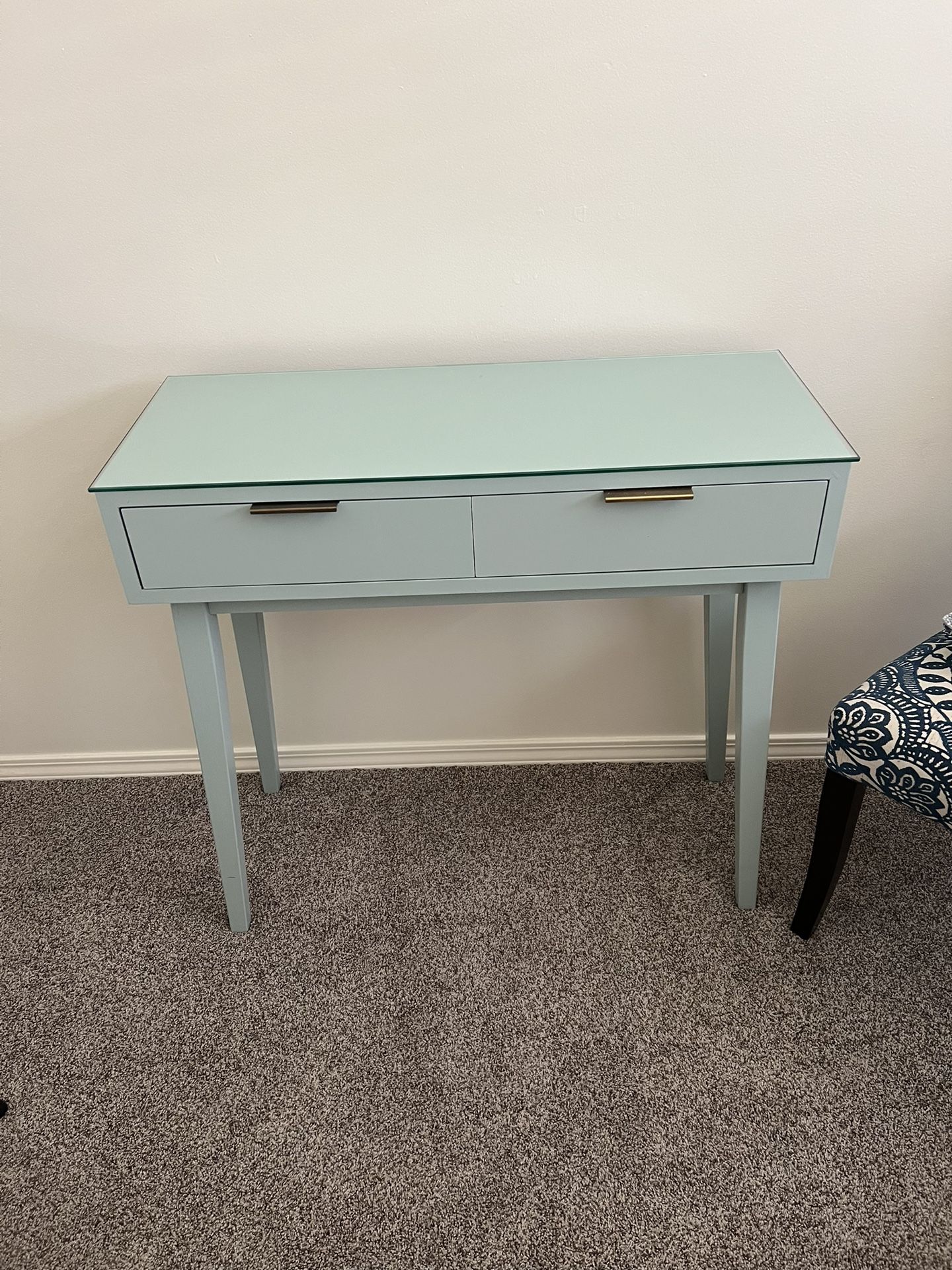 Console Table 2Drawer With Glass Topper