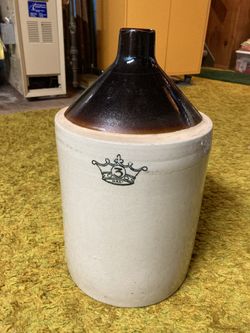 Antique Vintage Salt Glazed Stoneware, 3 Gallon Jug, EC