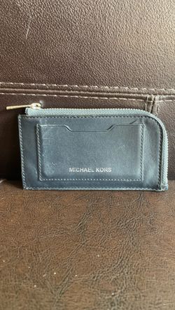 Michael Kors  Mens Black Leather Zip Wallet 5.3x3