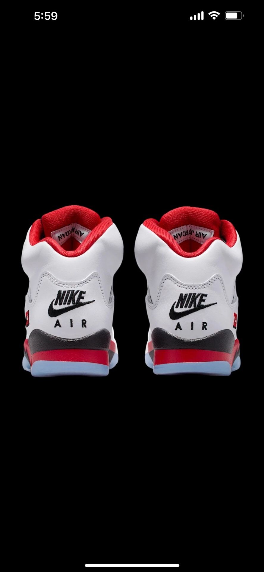 Nike Air Jordan 5 Retro Fire Red Black OG Sneakers Mens Size 9.5/Fits Women 11