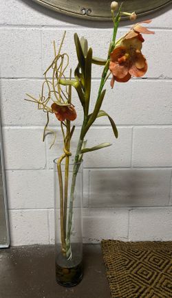 Flower with glass vase