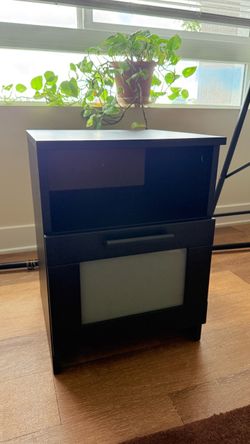 Black IKEA Brimnes Nightstand