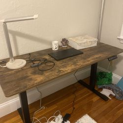 Adjustable Computer Desk, Rustic Brown, 48x24