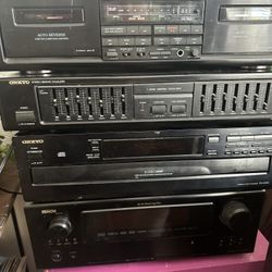 Old School Radio, Denon Receiver, Onkyo 6 Disc Changer, Tape, Equalizer 