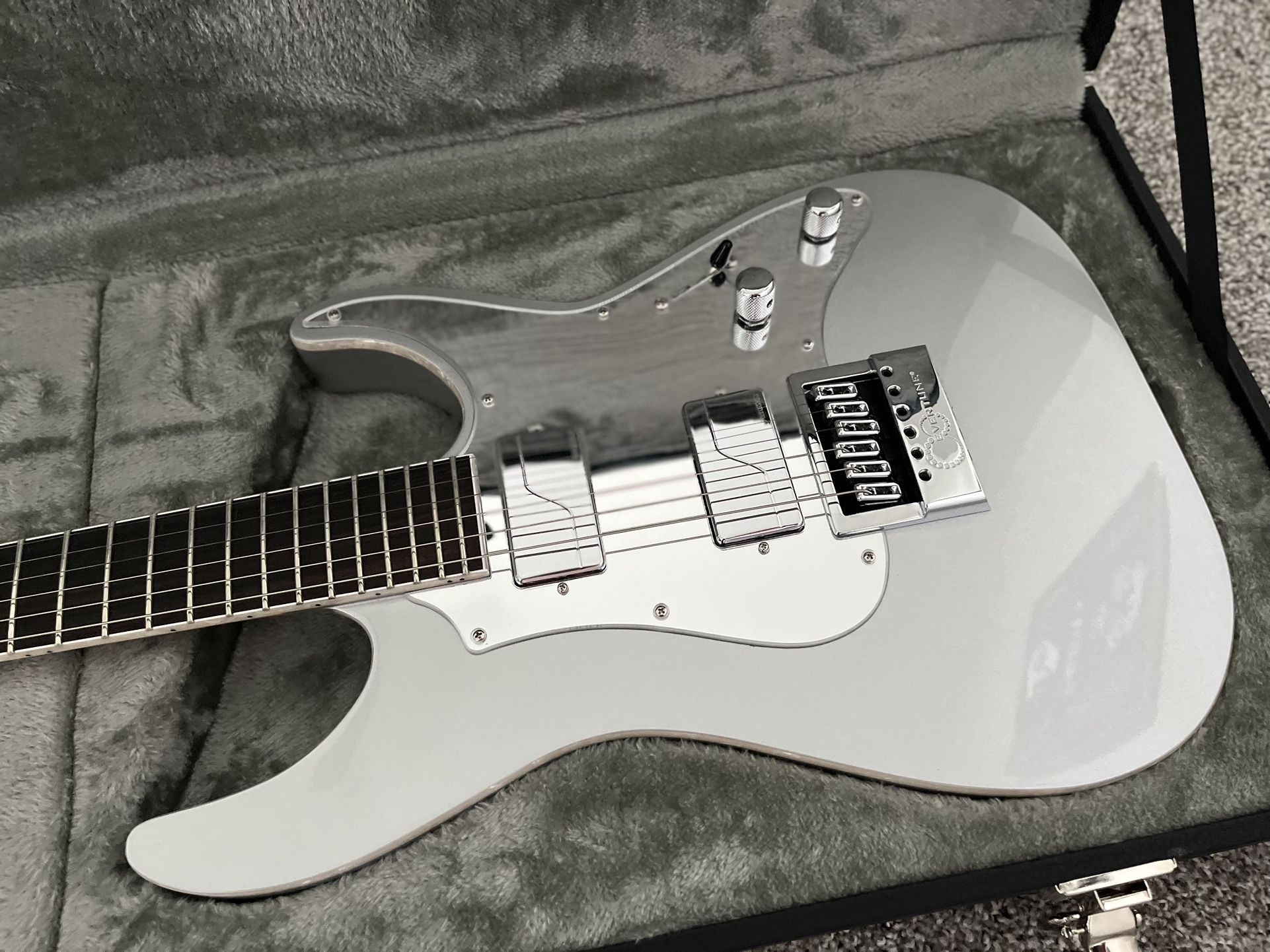 ESP LTD KS M-6 Evertune Ken Susi Metallic Silver Electric Guitar w/Case