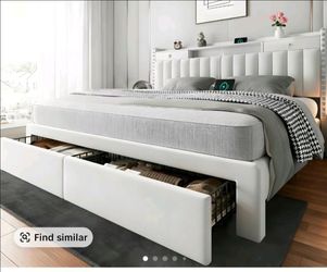 BRAND NEW Queen TryLazy Storage Bed Frame w/ Drawers & USB Ports – Already Boxed!