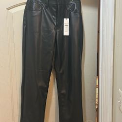 Calvin Klein Black Leather Pant. New With Tag