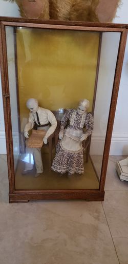 Antique wax dolls in glass case That Its Self Is Worth More Than The Price I Am Asking! Dolls Could Be Removed And Just The Case Used