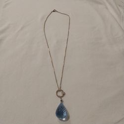 Vintage .925  sterling silver light blue crystal teardrop necklace