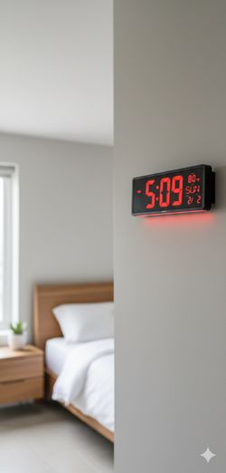 YORTOT 16 Inch LED Wall Clock with 7 Color Decor Night Light Big LED Clock with Indoor Temperature, Date, Auto DST, 12/24Hour, Wall Mount/Foldable Sta