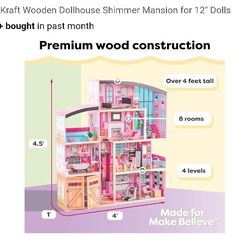 KidKraft Wooden Dollhouse Shimmer Mansion for 12" Dolls