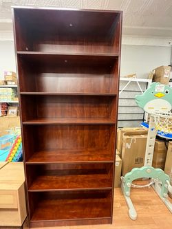 Tall 6-Shelf Bookcase Cherry Finish