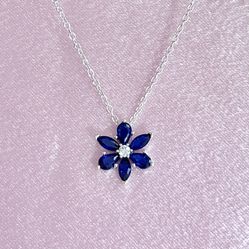 Blue Herbarium Sterling Silver Necklace 