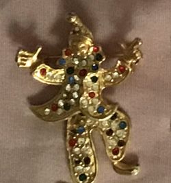 colorful clown brooch
