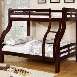 Brand New Espresso Twin Over Full Bunk Bed 