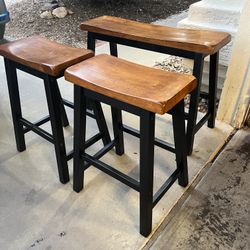Wood bar stools set