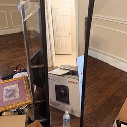 Modern Black Floor/Wall Mirror - Perfect for Bedroom or Entryway