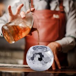 6 Pack Disco Ball Cups With Lids & Straws, 19 Oz Silver Tumbler, 1970s Flash Ball Cocktail Cup, Sparkly Glitter Bar Party Wine Drinking Tea Syrup Bott