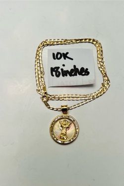 10K Solid Gold Chain and Pendant For Wedding 18 Inches Long