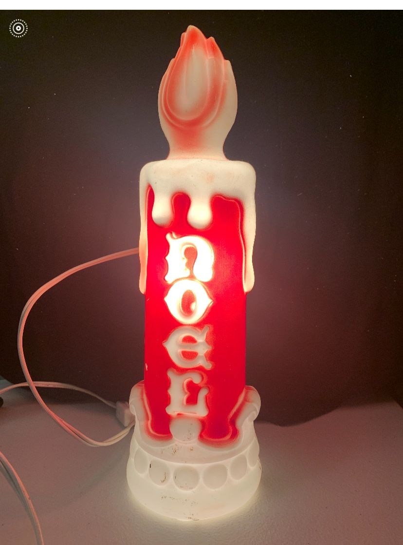 Vintage 1970 MCM EMPIRE 13" NOEL Candle Blowmold Plastic Christmas Decoration