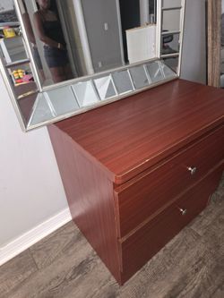 Cherry Wood 2-Drawer Dresser