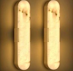 Set of 2 LED Natural Marble Wall Lamp Sconce 19.7" Hardwired (New)