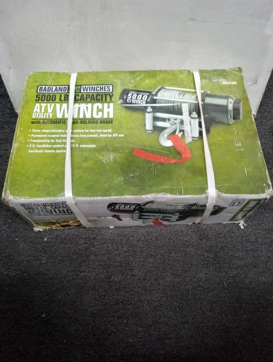 Badland Winches 5000 lb Capacity ATV Utility Winch with Automatic Load-Holding Brake. 61605