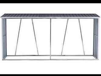 New in Box Firewood Rack with Roof: 129.9" Galvanized Steel Log Holder Outdoor Backyard Garden Patio