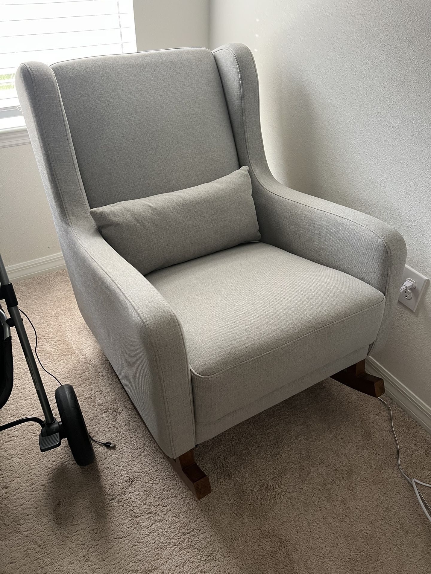 Babyletto Kai Grey Performance Nursery Rocking Chair with Wood Legs