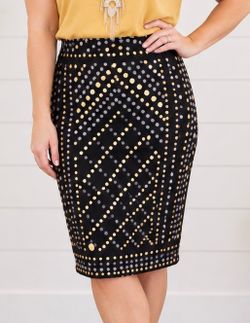 Gold/Silver polka dot pencil skirt Sz M