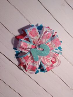 Peppa Pig Birthday Hair Bow