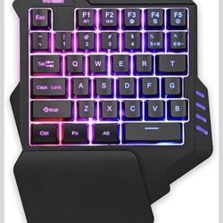 One Handed Gaming Keyboard RGB Backlit 35 Keys Portable Mini Gaming Keypad Ergonomic Game Controller for PC Gamer