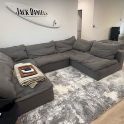 Beautiful Gray 6 Piece Modular Sectional and Ottoman 
