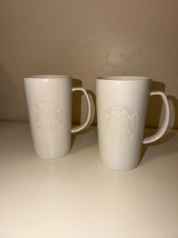 Two Tall Ceramic Starbucks Mugs