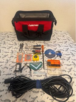15 in tool bag, extension cord and tools