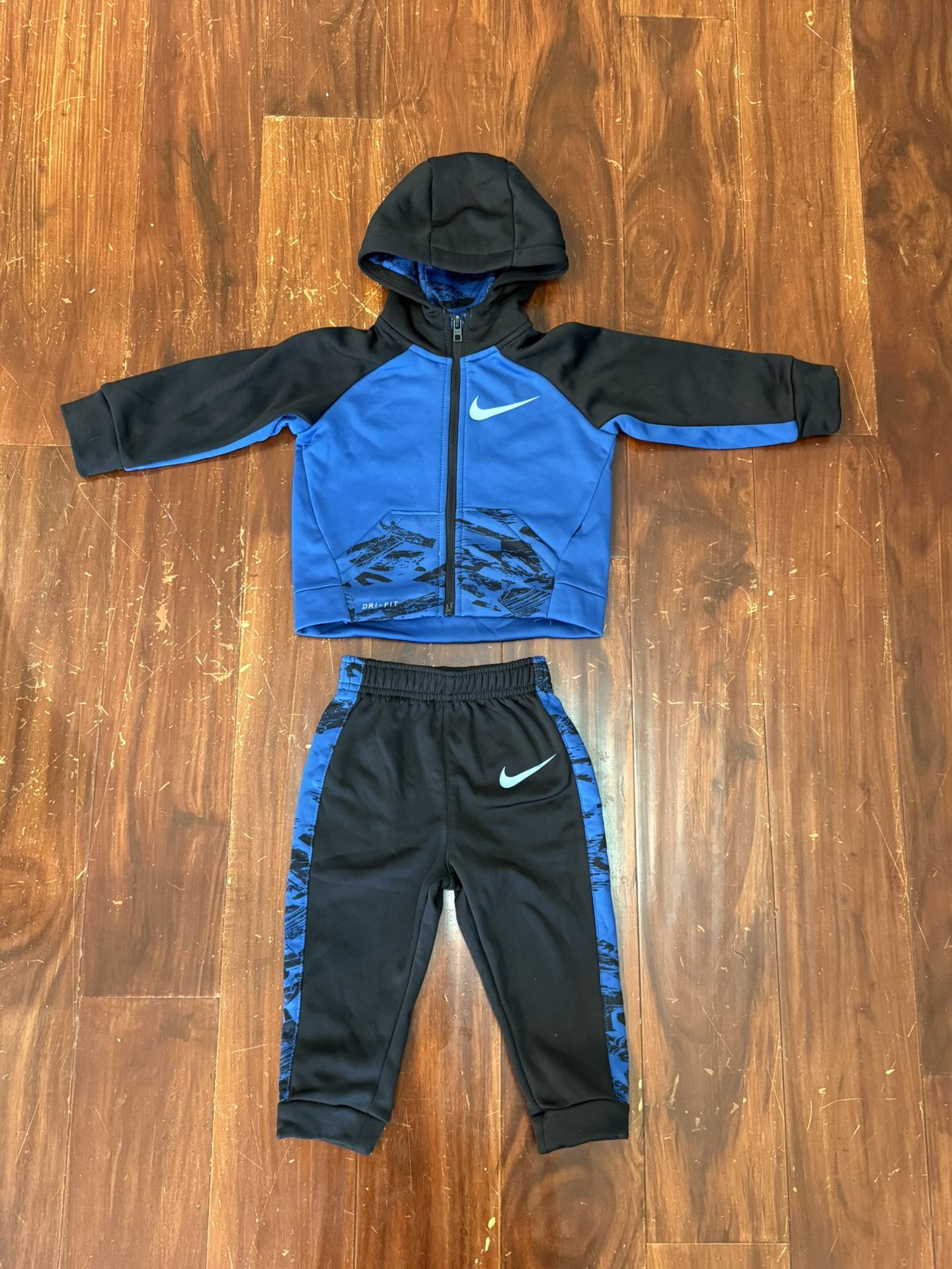 Nike Therma Fleece Dri-FIT Baby Hoodie & Pants Set Black Blue 18M