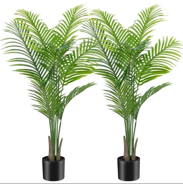 4FT Artificial Areca Palm Plant - Large Fake Plant for Home Decor - Tall Artificial Plant Indoor - Realistic Green Silk Plant - Perfect for Any Room D