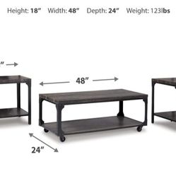 3-Piece Table Set, Includes Coffee Table and 2 End Tables, Brown & Black