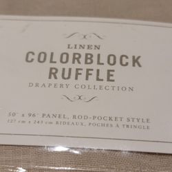2 Restoration Hardware Baby & Child Linen Colorblock Ruffle Drapery Panels