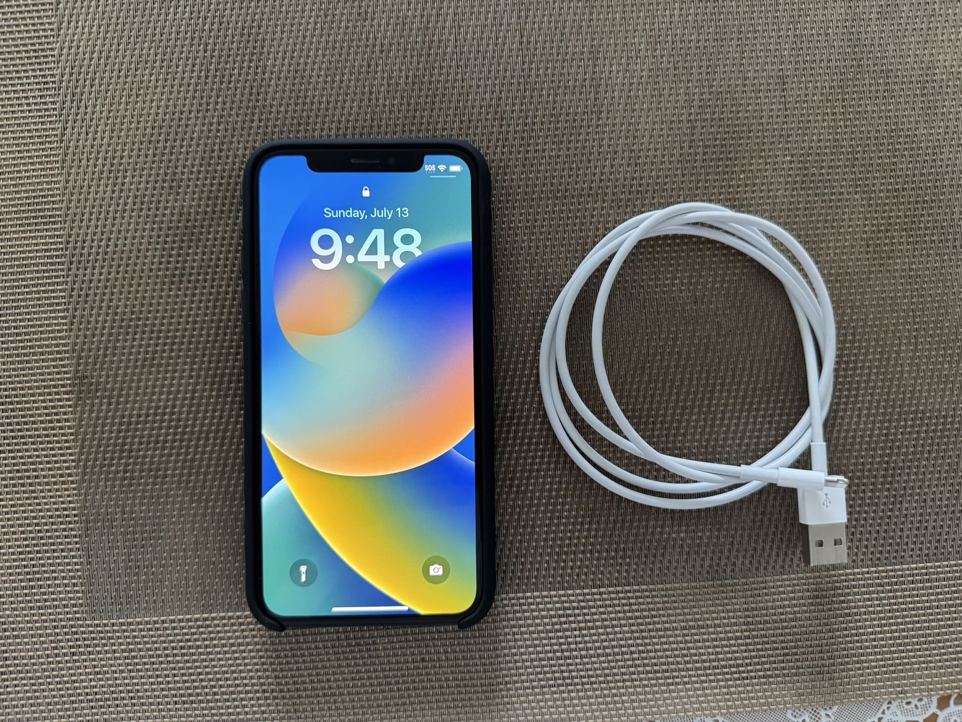 iPhone X 256GB Unlocked, Silicone Case And Cable