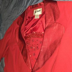 Ladies Red Skirt Suit Size 30W