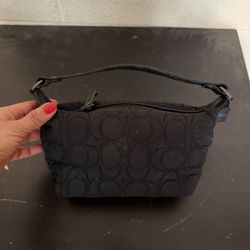 Coach Y2k Logo Quilted Black Nylon Puffer Mini Pouchette Top Handle