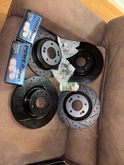 New PowerSport Front & Rear Brake Rotors + Ceramic Pads Kit for 2010-2016 Hyundai Genesis Coupe (Non-Brembo)
