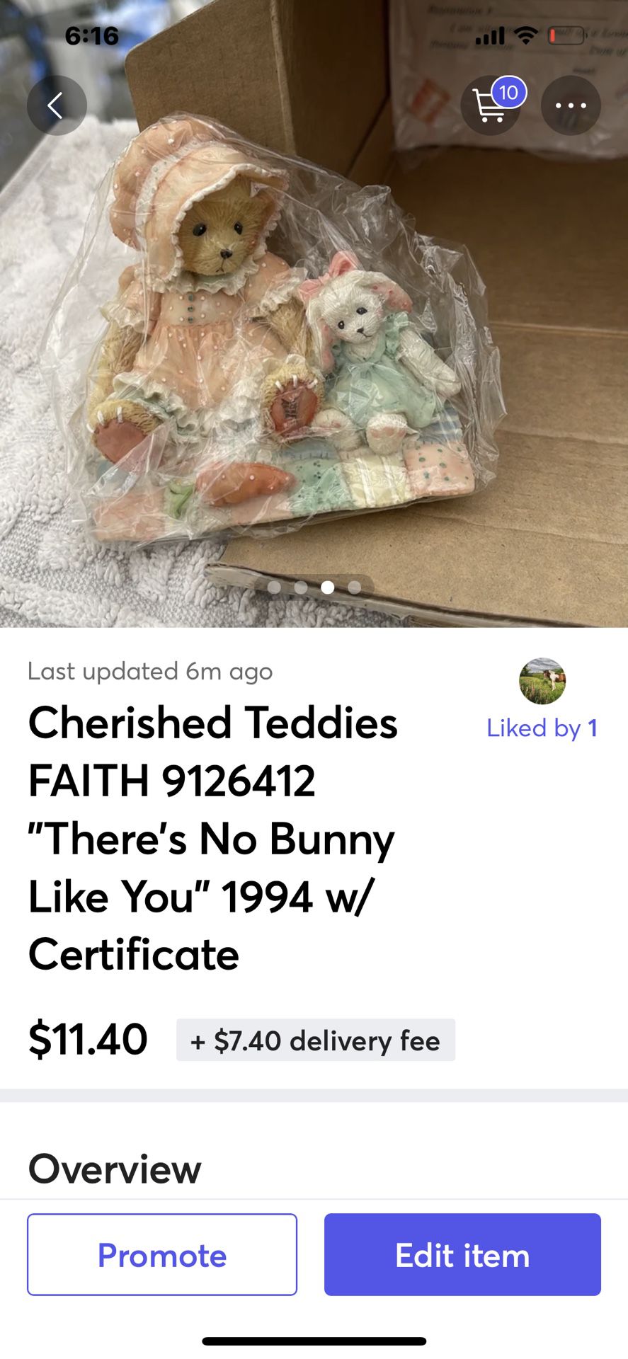Cherished Teddies FAITH (contact info removed) "There's No Bunny Like You" 1994 w/Certificate